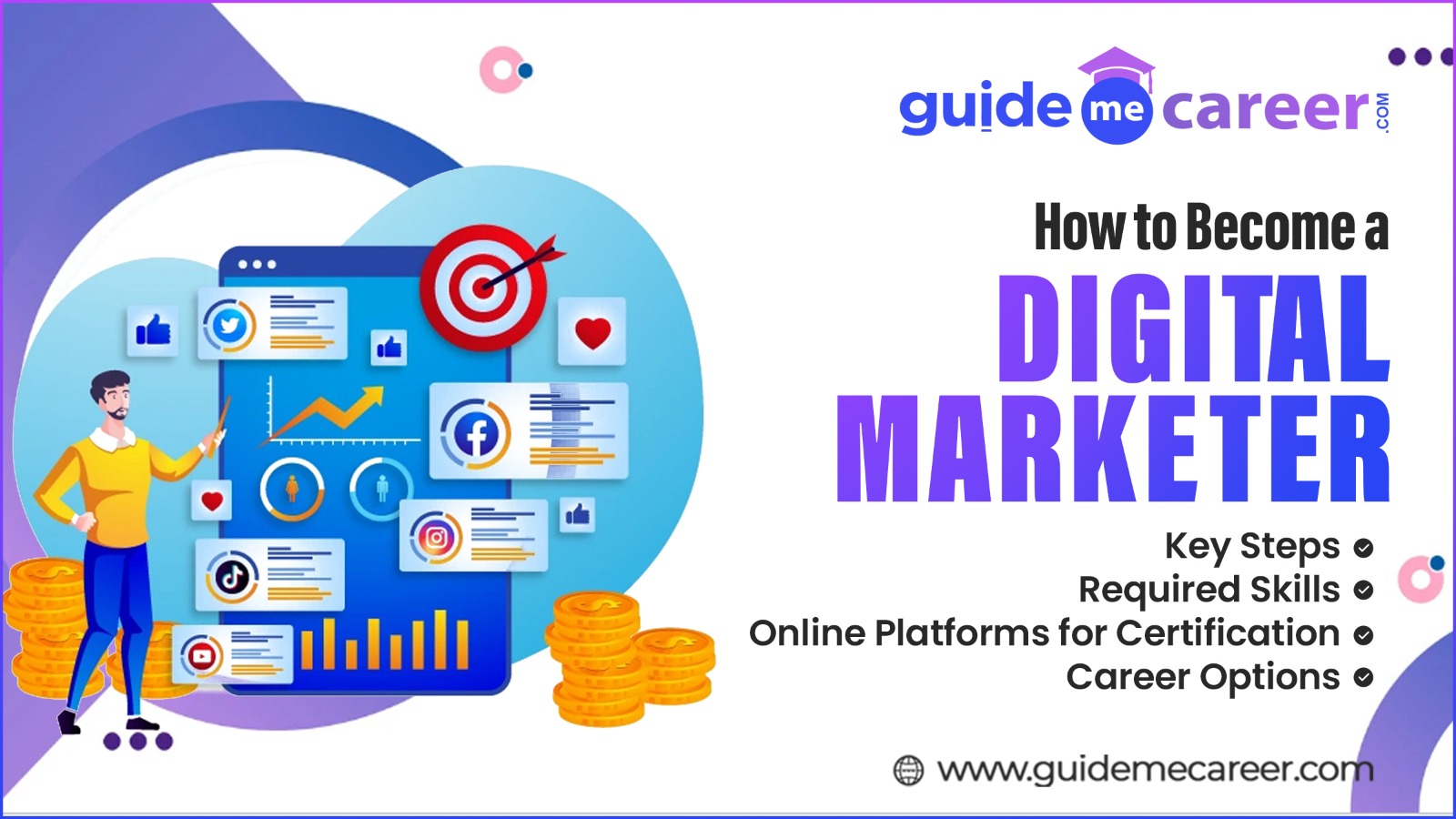 How to Become a Digital Marketer: Key Steps, Required Skills, Online Platforms for Certification & Career Options 
